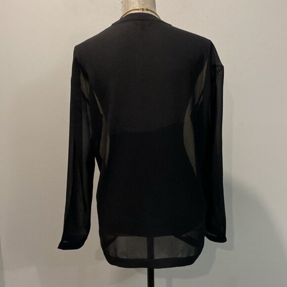 7 For All Mankind Long Cardigan  black white - Picture 9 of 16